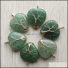 Charms Natural Green Aventurine Stone Tree of Life Gold Wire Wrapped Love Heart Pendants For Halsbandsmycken Markering MJFashion Drop Dhyxm