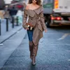 Femmes Trench Coats Lady Élégant Porter Sexy Hors Épaule Veste Cool Slim Automne Vestes Slack Checked Irrégulier Cape Revers Plai