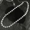 Chaînes 8 10mm rondes opales blanches Moonstone alliage perles épissage collier mode simple hip-hop ins design fabrication de bijoux pour femmes