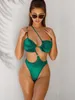 Women Push Up Swimwear High Cut Out Monokini Backless Beachwear Sexy Thong Bathing Suit String Bandage One Piece Swimsuit