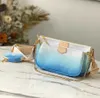 المفضلة الفاخرة متعددة Pochette اكسسوارات مصمم حقائب مستديرة محفظة نسائية للعملات المعدنية لصق العملاق قماش جلد البقر محفظة كتف حقيبة كروسبودي أعلى جودة