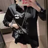 Famous Extravagant Brand Embroidery Womens Blouses Two C 23 Fashion Designer Striped Shirts Slim Business Office Ladies Button Shirt Spring Summer Long Sleeve