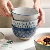 Skålar japansk präglad keramik stor djup för ris soppa sallad nudel vintage keramisk middag skål set hem kök servis