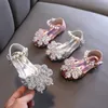 Sandálias novas meninas sandálias de lantejoulas crianças strass pérolas sapatos princesa crianças sandálias desempenho casamento