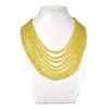 Chains Flicker Yellow Multi-layer Round Synthesis Pearl And Glass Crystal Gem Necklace Can Give Friends Relatives