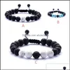 Charm Bracelets 3 Styles Natural Turquoise Black Lava Stone Bead Weave Per Bracelet Aromatherapy Essential Oil Diffuser For Women Me Dhf7N
