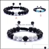 Pulseras con dijes 3 estilos Natural Turquesa Negro Lava Piedra Tejido de cuentas por pulsera Aromaterapia Difusor de aceite esencial para mujeres Me Dhf7N