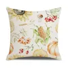 Pillow 45cm Colorful Watercolor Autumn Style Case Linen Decor Plant Cover For Car Sofa Pillowcases