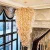 Chandeliers Luxury Crystal Chandelier Hanging Lamps Lighting Staircase LED For Living Room Modern Golden Spiral