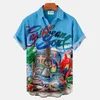 Mäns casual skjortor hawaiian skjorta män sommar lapel kort ärm rolig flamingo 3d tryck unisex överdimensionerade kläder manliga blusar