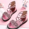 Sandals Children Roman Sandals Girl Child Shoes Sequin Flat Cross Princess Shoes 2022 Summer 5 to 12 Years Kids Girls Sandals CSH1410 R230220