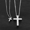 Colares pendentes Mini Small Cross Pingentes Girl's Girl Women Women Christian Black Rose Gold Color Aço Anterior Jóia de Jóia de Moda