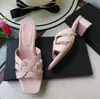Heels Women Chunky Genuine Slippers 583 Leather Patent Open Toe Slides 2024 Summer Outdoor Slide Designer Woman Shoes 867