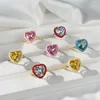 Cluster Rings European And American Style Christmas S925 Silver Ring Female Simulation Diamond Love Drop Glue Enamel Hand Jewelry