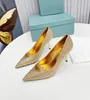 Latest women's sandals, high heels, pointed shoes with diamond shiny leather, formal dress, casual banquet wedding shoes, fashionable sexy size 35-41 6.5cm box