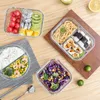 Bowls Glass Lunch Box With Lid Microwave Oven Heating Refrigerated Sealed Container Transparent Bento For Kids Adults