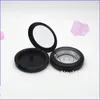 Opslagflessen 2 stks 10 stks diy 59 mm mat zwart met helder venster cosmetische oogschaduwpoeder compacte mekeup blusher doos container