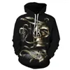 Men's Hoodies KISSQIQI Men Hoodie 3D Printed Fashion Fully Casual Spring Skull Maximum Size 5XL