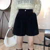 Short femme 2023 velours côtelé femmes printemps été taille haute jambe large femme décontracté ample marron pantalon court