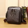 Fashion Men Cross body bags 22x20cm small shoulder bags crocodile grain real leather business casual model