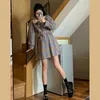 Casual Dresses TSXT Autumn 2023 Fashion Sweet Temperament Long Sleeve Round Collar Print Splice Tight Comfortable Short Dress