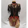 Stage desgaste de lantejoulas Bodysuit Bodysuit Latin Women Belly Dance Costume Conjunto de Dançarina Dançarina de Une de peça Roupas de performance