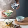 Kommen rijstkom huishouden creatief pastoraal keramisch servies Japans soepontbijt high foot diner