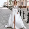 Party Dresses Charming Deep Vneck Mermaid Wedding Cap Sleeve Lace Applicques Backless Formal Satin Robe de Customize Made 230221