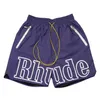 rhude shorts fashion summerhigh street letter-print drawstring 3m reflective hip hop casual pants shorts