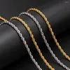 Chains Solid Stainless Steel Necklace Silver Rope Chain 45-70cm Punk Fashion Jewelry 3mm Twisted Singapore 18'' -