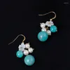 Dangle Earrings S925 Sterling Silver Trendy Chinese Style Freshwater Pearl Female Shell Tianhe Stone Ear Hook