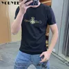 Camisetas para hombre Camisetas para hombre Luz de lujo Dorada Abeja Tendencia Impreso Camisetas masculinas 2023 Nueva manga corta Camiseta delgada Algodón mercerizado Hombre Ropa 7XL Z0221