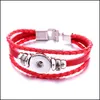 Braccialetti con ciondoli Moda 18Mm Bracciale con bottone a pressione Bottoni automatici in pelle Pu Bottoni fai da te Gioielli per donna Uomo Drop Delivery Dh8Yv