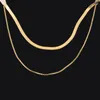 Chains 10Pcs/Lot Gold Color Stainless Steel Double Layers Box Chain Necklace For Women Men Hip Hop Fashion Jewelry Gift