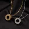 Designer de marca de luxo pingentes colares de cristal cz diamante banhado a￧o inoxid￡vel letra de letra de gargantilha de pingente de colar de j￳ias de j￳ias de j￳ias presentes