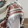 Blankets Christmas Tassel Knitted Beach Picnic Outdoor Camping Blanket Ethnic Bohemian Striped Plaid for Beds Sofa Mats 230221