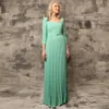 Abiti casual Verde brillante Madre della sposa Lunghezza fino al pavimento Innamorato con cintura Abito da festa di nozze Manica a tre quarti 230221