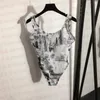 Moda de banho feminina Biquínis de moda de verão Maiô feminino estampado com letras de uma peça Bodysuits sexy Biquíni