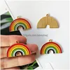 Charms 10Pcs/Pack Rainbow Enamel Jewelry Earring Bracelets Diy Pendant Making Golden Base 32 21Mmcharms Drop Delivery 202 Dhbni