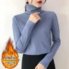 Blusas femininas dudui pescoço alto preto suéter de fundo do fundo feminino 2023 Espago estranho espanoso malha