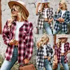 Kvinnors blusar elegant rutig skjorta i vår butik 2023 Autumn and Winter All-Match Fashion Pocket Top Country Style