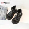 Sandalen Kinderschoenen Spring Boys 'British Weave Roman Sandals Kids mode high-top meisjes eenvoudige open-teen veelzijdige schoolschoenen R230220