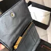 3539ブラックSQAURE TRIFOLD CARD HOLDER財布バッグジッパーポーチ付きラムスキン本革の金属ハードウェアコインウォレット屋外クラッチ11x10cm
