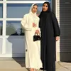 Ubranie etniczne 2023 Autusze zima Jalabiya Kaftan Abaya Dress for Women Dubai Turkey Eid Mubarak Loose muzułmańskie arabskie sukienki maxi islamskie