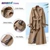 Dames Trench Coats NeedBo Wind Breakher Women's Mid-Length Trench Coat Harajuku Preppy Style Double-breasted Loose Polo Collar Korean Vintage T220809 022123H