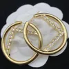 Luxury Designer high quality brand hoop gold and silver letters with diamond earrings women's party wedding couple gift jewelry 925 silver 7