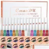 Eyeliner cmaadu 16 kleur vloeistof glanzende pailletten glitter poeder quickdrying langdurige niet -afbeelden ogen schaduw make -up druppel levering hea dhele