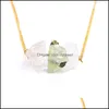 Pendant Necklaces Natural Stone For Women Girl Geometric Crystal Gold Color Chain Quartzs Citrines Nce Exquisite Jewelry Drop Delive Dhwzp