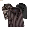 Men's Casual Shirts Black Striped Long Sleeve Shirt Single Breasted with Square Collar Yellow Brown Camisas Para Hombre M5XL 230221