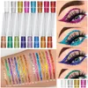 Eyeliner cmaadu 16 f￤rg flytande gl￤nsande paljetter glitter pulver snabbtorkande l￥ngvarig nonsmudge ￶gon skugga makeup droppleverans heal dhele